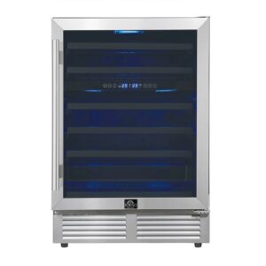 FORNO Bacchino 24-Inch Dual Zone Wine Cooler, 51-Bottle Capacity, Triple-Glass Door, Stainless Steel (FWCDR6634-24S)